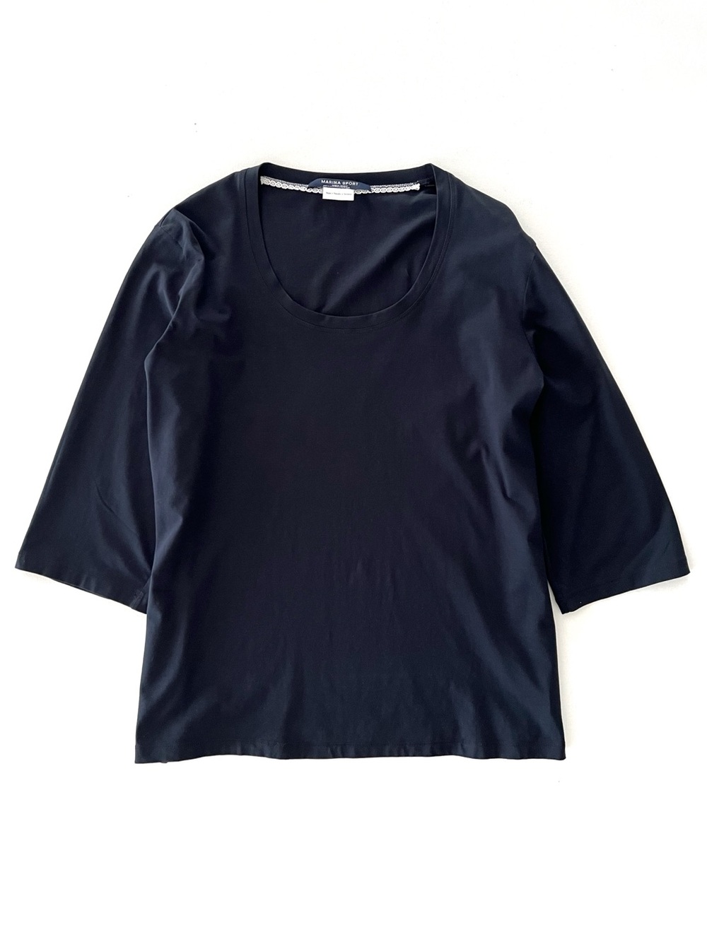Marina Sport by Marina Rinaldi 3/4 Sleeve Shirt in Navy Blue Size Large